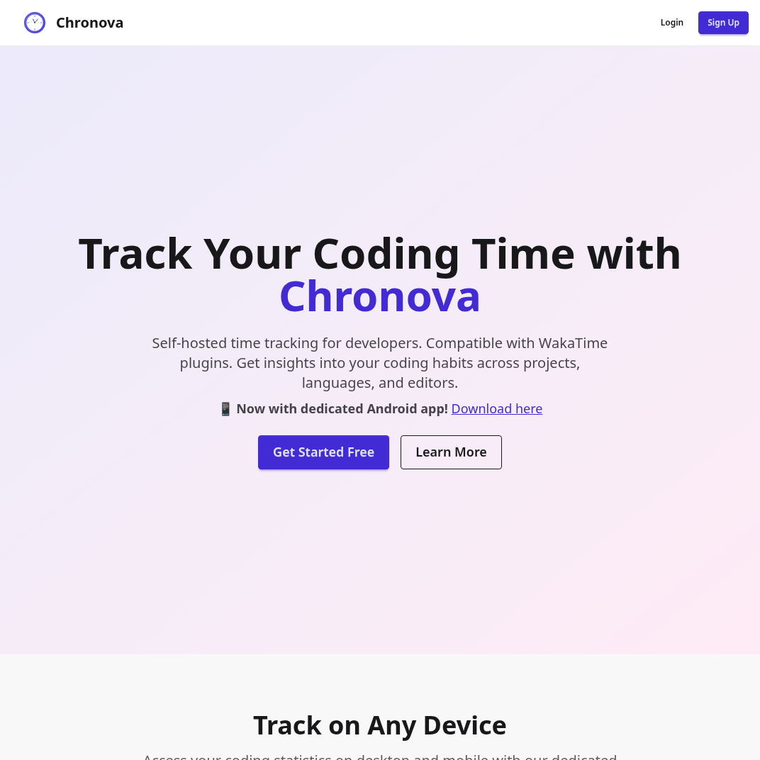 ChronoVa time tracking application screenshot - Modern productivity tool built with cutting-edge web technologies